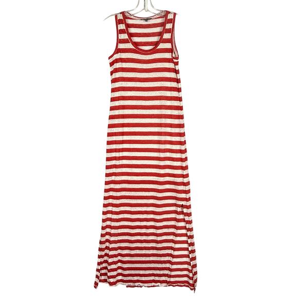 Michael Stars Dresses & Skirts - Michael Stars Sleeveless Scoop Linen Side Slit Striped Maxi Dress Red White XS